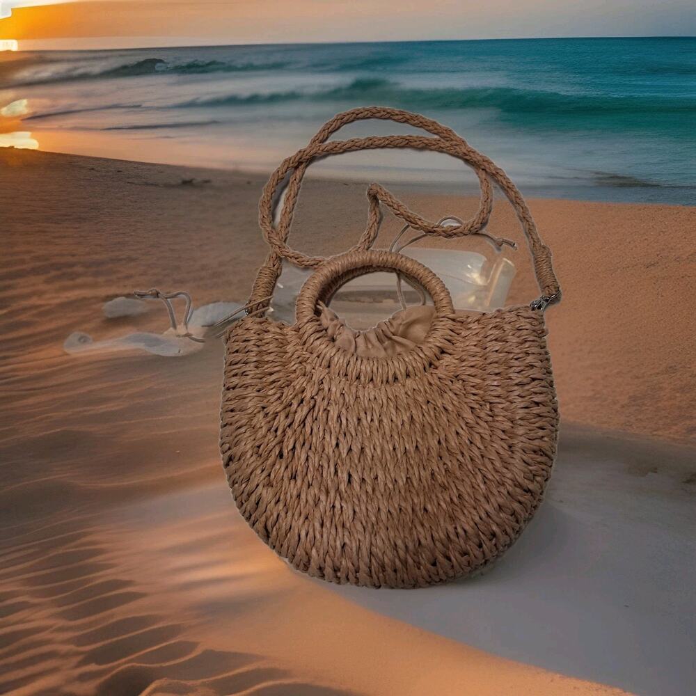 Straw Raffia Cross body purse resort beach summer Hand Bag - Picture 2 of 5